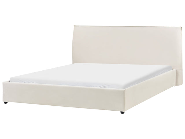 Waterbed Off-White Velvet Upholstery EU Super King Size 6ft Large Classic Headboard Beliani