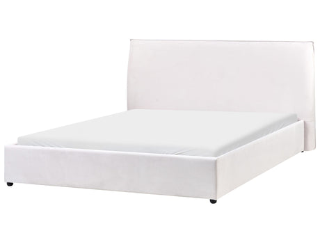 Waterbed Off-White Velvet Upholstery EU King Size 5ft3 Large Classic Headboard Beliani