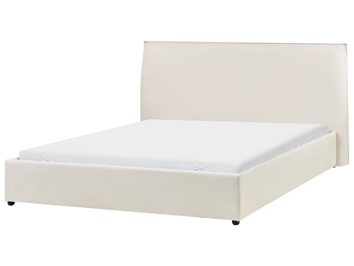 Waterbed Off-White Velvet Upholstery EU King Size 5ft3 Large Classic Headboard Beliani