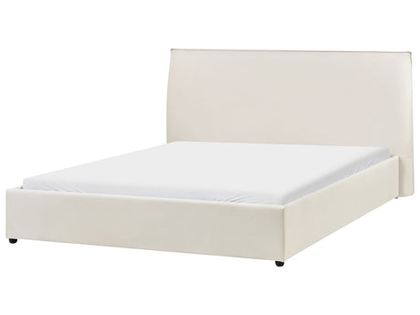 Waterbed Off-White Velvet Upholstery EU King Size 5ft3 Large Classic Headboard Beliani