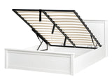 Ottoman Bed White Pine Wood EU Double Size 4ft6 with Lift-Up Frame Beliani