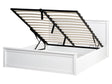 Ottoman Bed White Pine Wood EU King Size 5ft3 with Lift-Up Frame Beliani