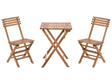 3 Piece Bistro Set Brown Solid Certified Acacia 2 Chairs and Tea Table Folding Slatted Design Beliani