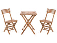 3 Piece Bistro Set Brown Solid Certified Acacia 2 Chairs and Tea Table Folding Slatted Design Beliani