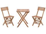 3 Piece Bistro Set Brown Solid Certified Acacia 2 Chairs and Tea Table Folding Slatted Design Beliani