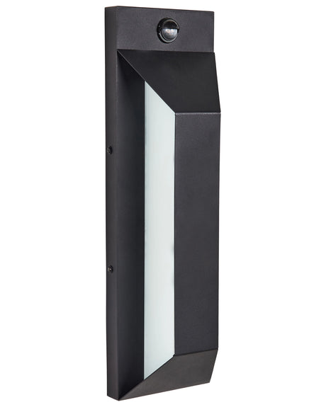 Outdoor LED Wall Light Lamp Black Sconce Metal Iron Glass Matte with Motion Sensor Modern Design Patio Garden Beliani