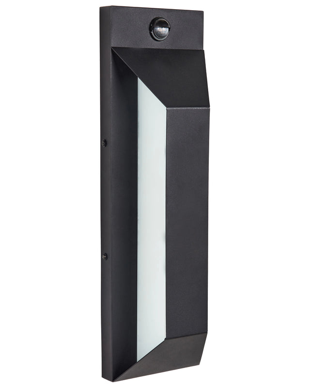 Outdoor LED Wall Light Lamp Black Sconce Metal Iron Glass Matte with Motion Sensor Modern Design Patio Garden Beliani
