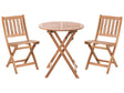 3 Piece Bistro Set Brown Solid Certified Acacia 2 Chairs and Tea Table Folding Slatted Design Beliani