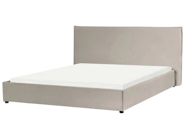 Waterbed Taupe Velvet Upholstery EU Super King Size 6ft Large Classic Headboard Beliani