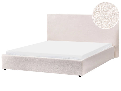 Waterbed Off-White Boucle Upholstery EU King Size 5ft3 Large Classic Headboard Beliani