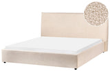 Waterbed Beige Boucle Upholstery EU King Size 5ft3 Large Classic Headboard Beliani