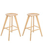 Set of 2 Bar Stools Light Brown Rubber Wood Retro Style Kitchen Dining Room Beliani