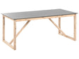 Outdoor Dining Table Grey Concrete Tabletop Light Wooden Legs Acacia 6 People Capacity 180 x 90 cm Beliani
