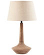 Table Lamp Dark Brown and Beige Linen Cotton Shade Mango Wood Base 54 cm Single Light Modern Design Home Accessories Living Room Beliani