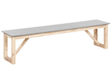 Outdoor Garden Bench Grey Concrete Light Wooden Legs Acacia 3 People Capacity Modern Industrial Garden Furniture Beliani