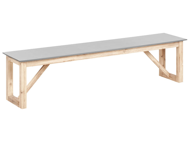 Outdoor Garden Bench Grey Concrete Light Wooden Legs Acacia 3 People Capacity Modern Industrial Garden Furniture Beliani