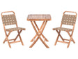 3 Piece Bistro Set Brown Solid Certified Acacia 2 Chairs and Tea Table Folding Slatted Design Beliani