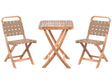 3 Piece Bistro Set Brown Solid Certified Acacia 2 Chairs and Tea Table Folding Slatted Design Beliani