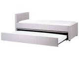 Trundle Bed Grey Fabric Upholstery EU Single Size Guest Underbed Beliani