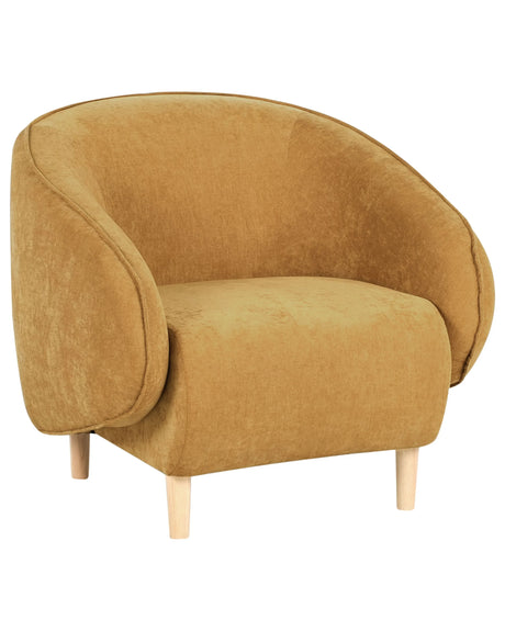 Armchair Yellow Mustard Upholstered Tub Chair Retro Style Beliani