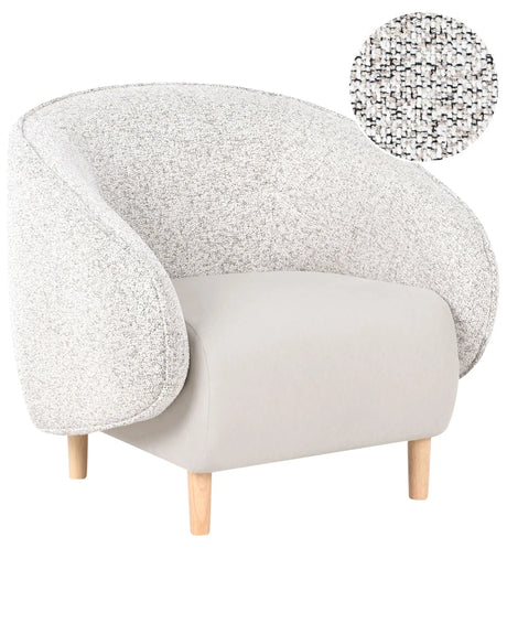 Armchair Light Beige Upholstered Dual Fabric Tub Chair Retro Style Beliani