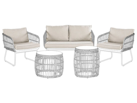 Outdoor Cushion Covers for Garden Set Beige UV Resistant Minimalist Beliani