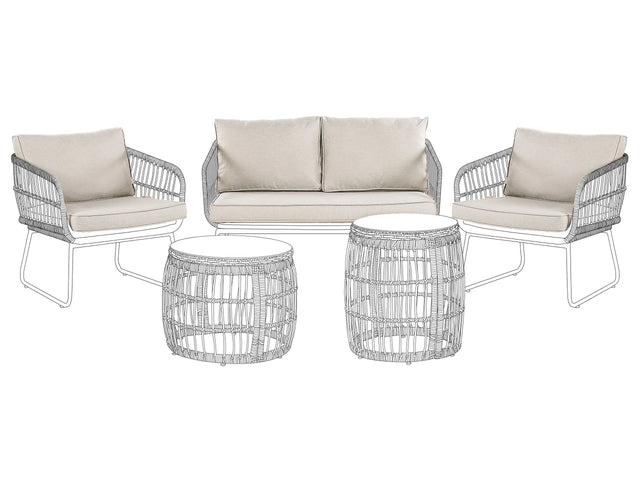 Outdoor Cushion Covers for Garden Set Beige UV Resistant Minimalist Beliani