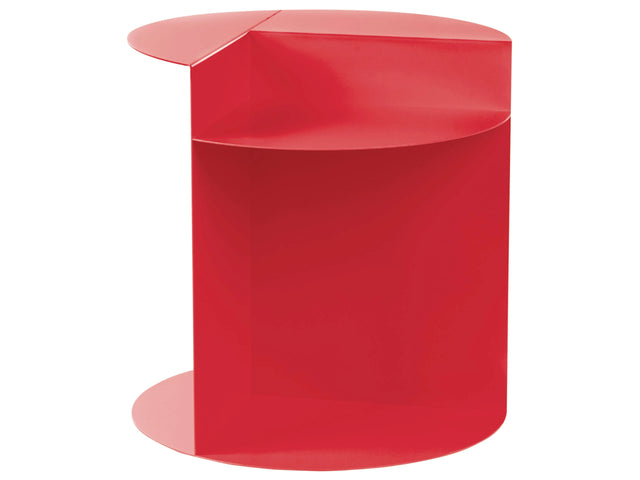 Side Table Red Metal Round Geometric Form End Table with Shelf Accent Piece Beliani