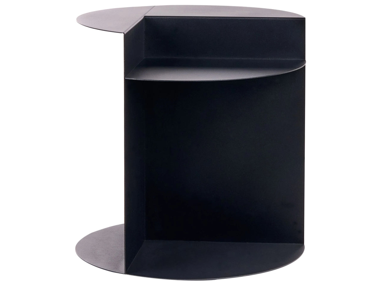 Side Table Black Metal Round Geometric Form End Table with Shelf Accent Piece Beliani