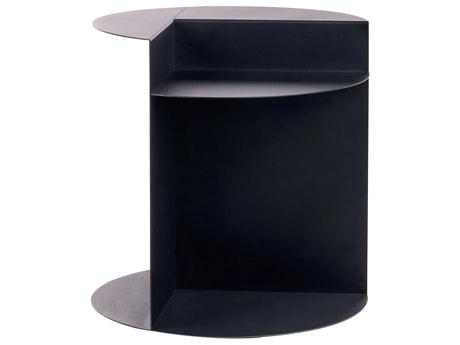 Side Table Black Metal Round Geometric Form End Table with Shelf Accent Piece Beliani