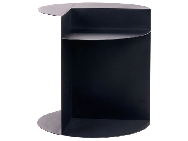 Side Table Black Metal Round Geometric Form End Table with Shelf Accent Piece Beliani