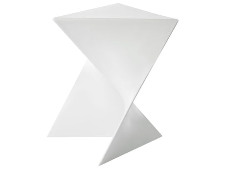 Side Table White Plastic Tringular Geometric Form End Table Accent Piece Beliani