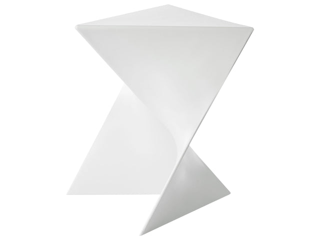 Side Table White Plastic Tringular Geometric Form End Table Accent Piece Beliani