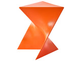 Side Table Orange Plastic Tringular Geometric Form End Table Accent Piece Beliani