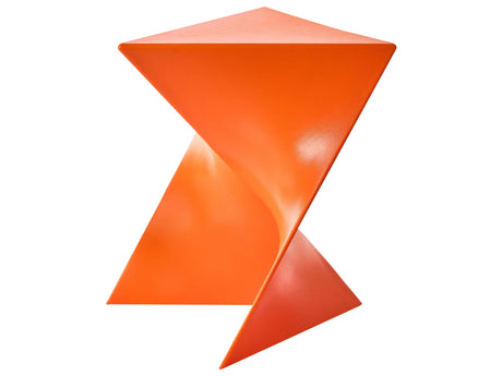 Side Table Orange Plastic Tringular Geometric Form End Table Accent Piece Beliani