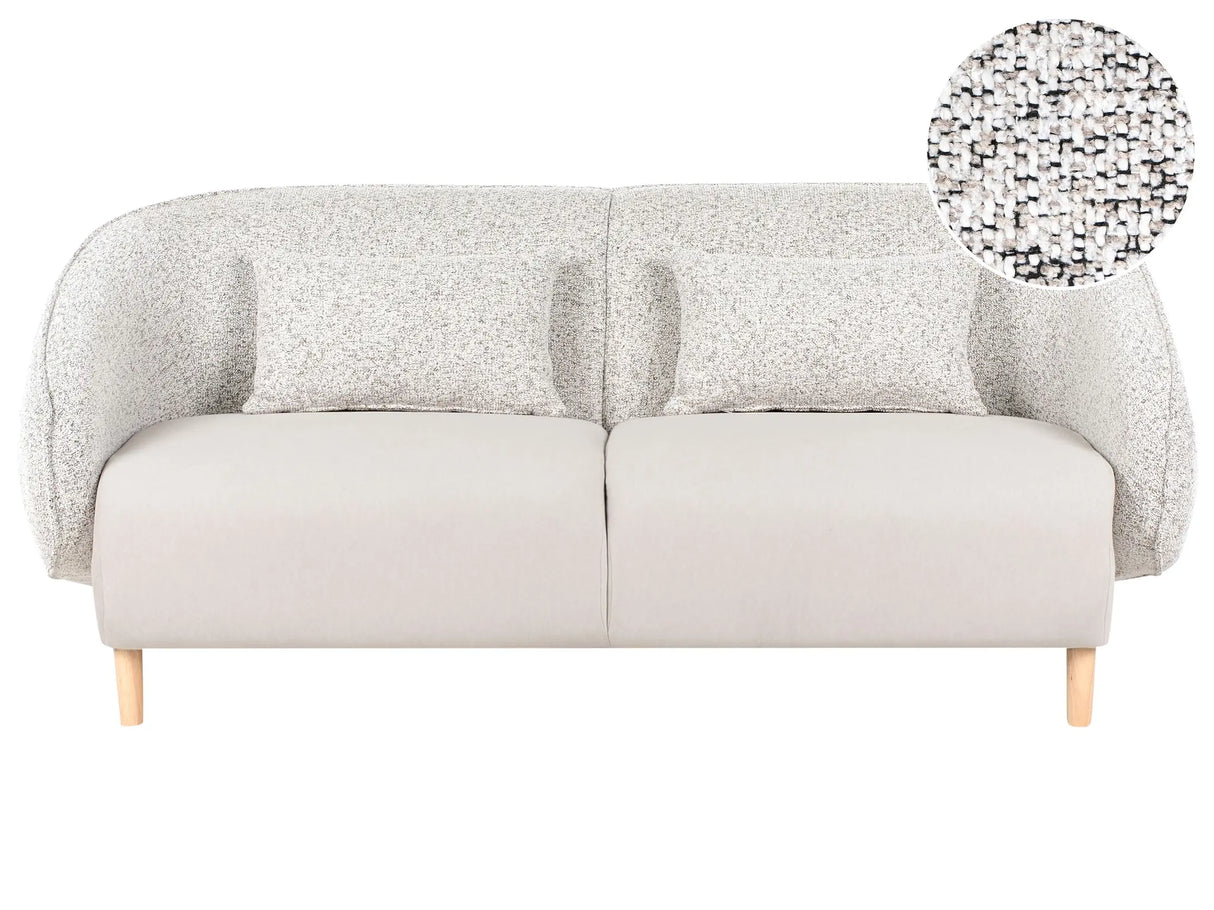 3 Seater Sofa Light Beige Two Fabrics Polyester Fabric Soft Textured Curved Design Modern Art Decor Style Beliani