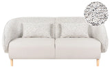 3 Seater Sofa Light Beige Two Fabrics Polyester Fabric Soft Textured Curved Design Modern Art Decor Style Beliani