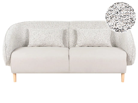 3 Seater Sofa Light Beige Two Fabrics Polyester Fabric Soft Textured Curved Design Modern Art Decor Style Beliani