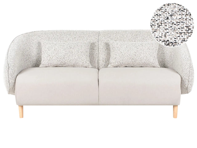 3 Seater Sofa Light Beige Two Fabrics Polyester Fabric Soft Textured Curved Design Modern Art Decor Style Beliani