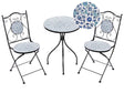 Outdoor Garden Bistro Set Black Metal Iron Frame Floral Pattern Table Chairs Vintage Style Outdoor Beliani