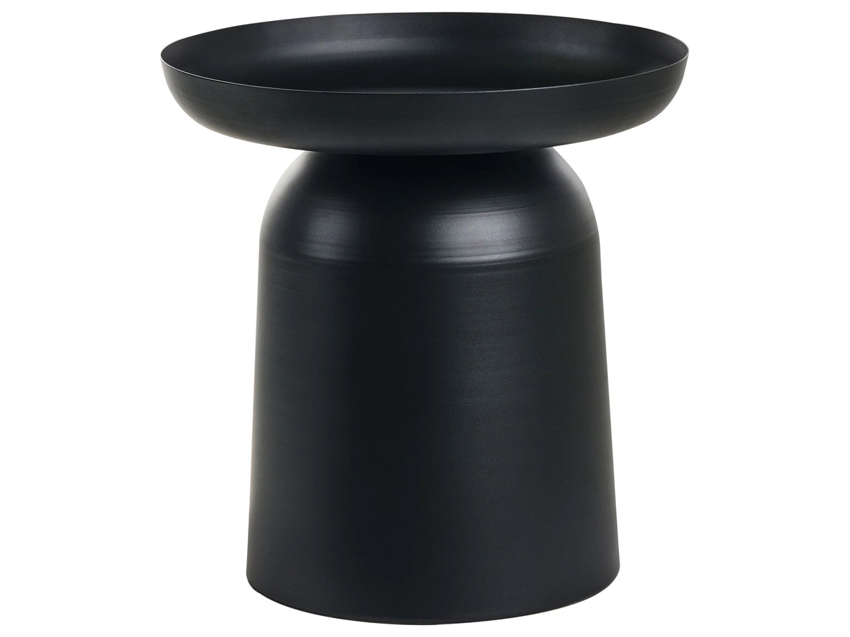 Side Table Black Metal Round Geometric Form End Table Accent Piece Beliani