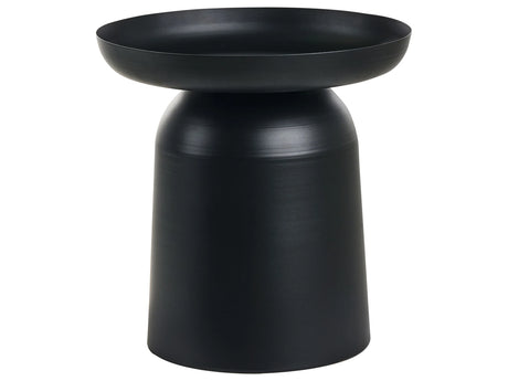 Side Table Black Metal Round Geometric Form End Table Accent Piece Beliani