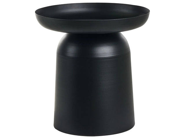 Side Table Black Metal Round Geometric Form End Table Accent Piece Beliani