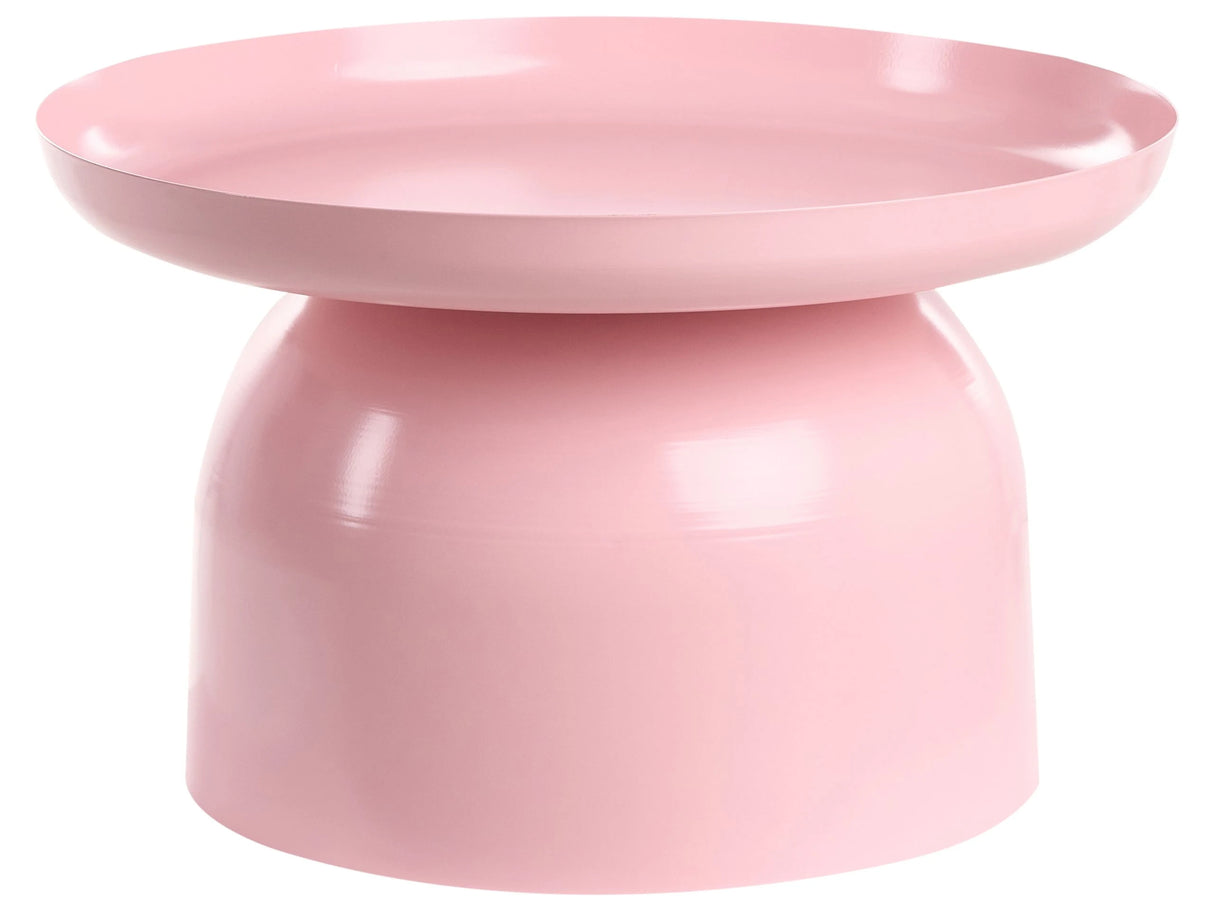 Coffee Table  Pastel Pink Metal Round Geometric Form Accent Piece Beliani