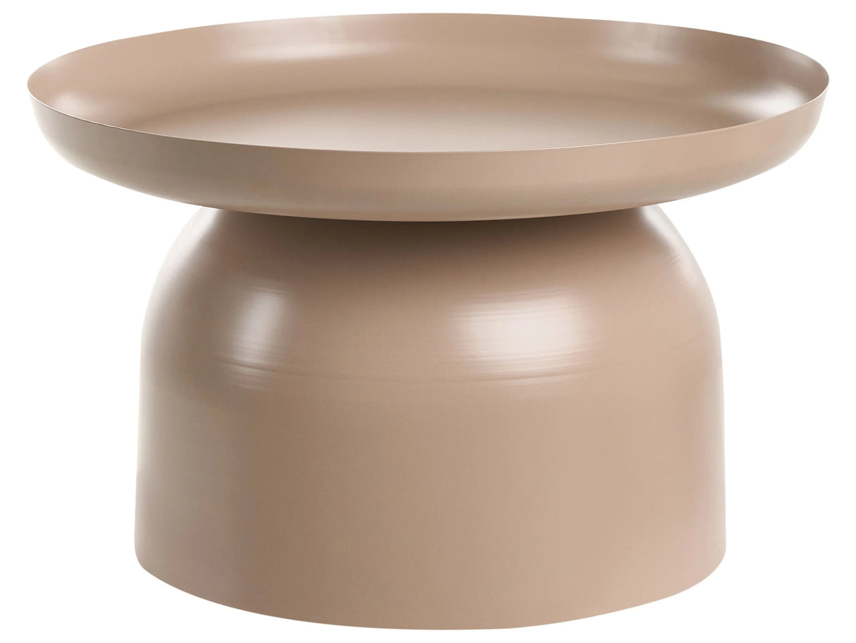 Coffee Table Taupe Metal Round Geometric Form Accent Piece Beliani