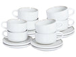 Set of 8 Cups with Saucers White Stoneware Kaolin Handmade Reactive Glaze Finish Service for 8 People Tea Coffee Kitchen Dining Room Beliani