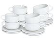 Set of 8 Cups with Saucers Off-White Stoneware Kaolin Handmade Reactive Glaze Finish Service for 8 People Tea Coffee Kitchen Dining Room Beliani