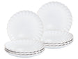 Set of 8 Side Plates White Stoneware Kaolin Handmade Reactive Glaze Finish Dessert Plate Kitchen Dining Room Beliani