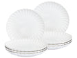 Set of 8 Dinner Plates White Stoneware Kaolin Handmade Reactive Glaze Finish Dessert Plate Kitchen Dining Room Beliani