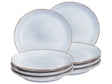 Set of 8 Side Plates Light Blue Stoneware Kaolin Handmade Reactive Glaze Finish Dessert Plate Kitchen Dining Room Beliani